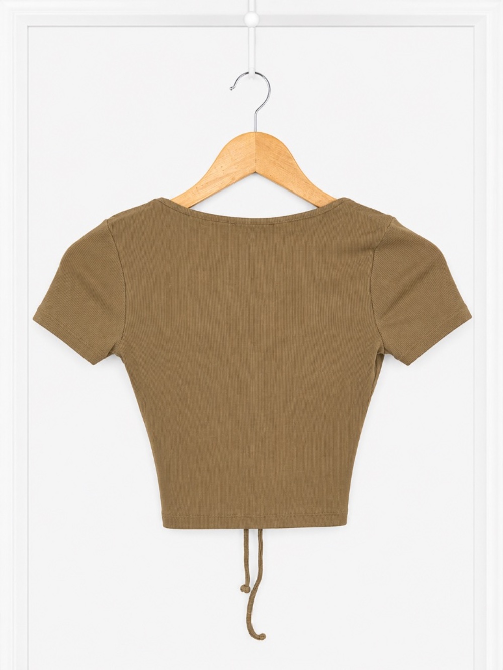 Zara Ribbed Ruched Drawstring Crop Top - Picture 2 of 6